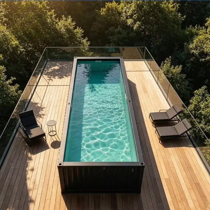 Piscine conteneur mobile de plongée profonde de 20 pieds, extensible en fibre de verre de 7 à 8 pied