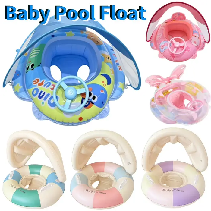 Piscine gonflable pour bébé en PVC avec auvent et siège anti-basculement