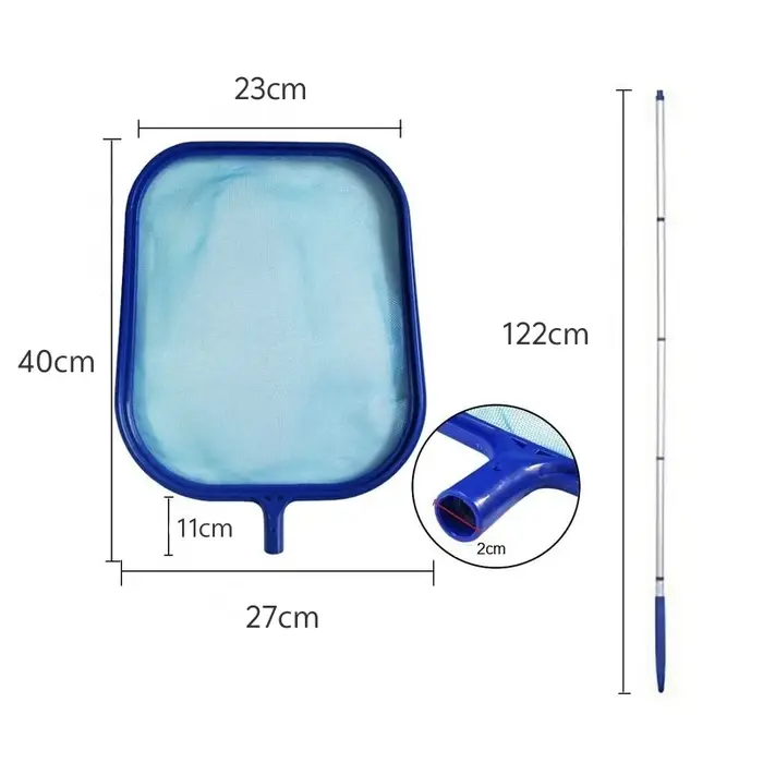 Filet d'écumoire de piscine avec 5 sections de poteaux en aluminium de 64 pouces