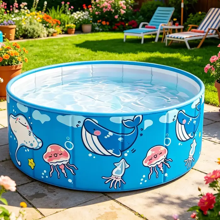 Piscine pour enfants 90x45cm, non gonflable, pliable, grande piscine pour enfants, baignoire pour animaux de compagnie, pour extérieur, jardin, plage, été