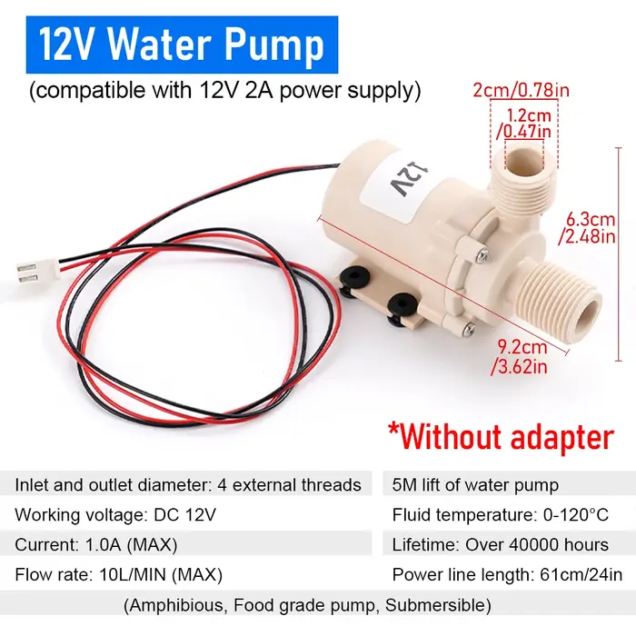 Pompe à eau solaire DC 12V/24V 5M, moteur sans balais, pompe de Circulation haute pression, Irrigati