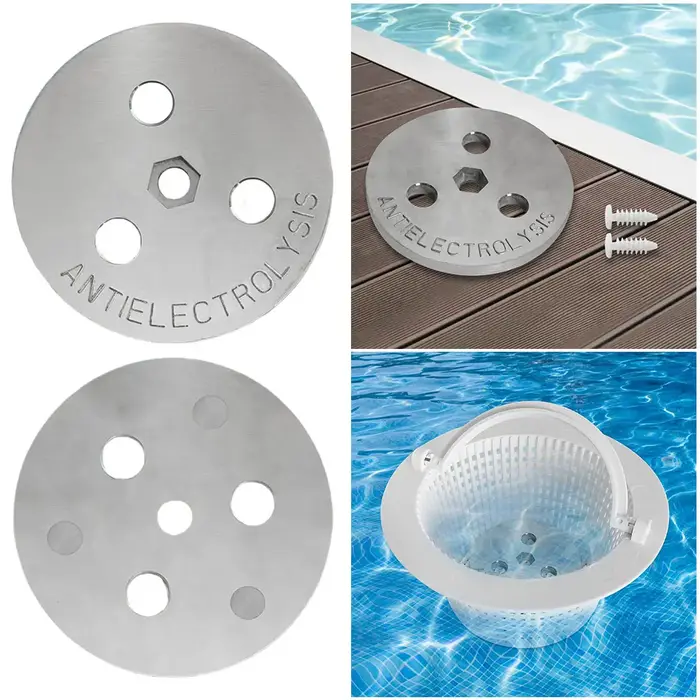 Plaque lestée en zinc pour skimmer de piscine, anti-électrolyse, pour piscines à système salin, cont