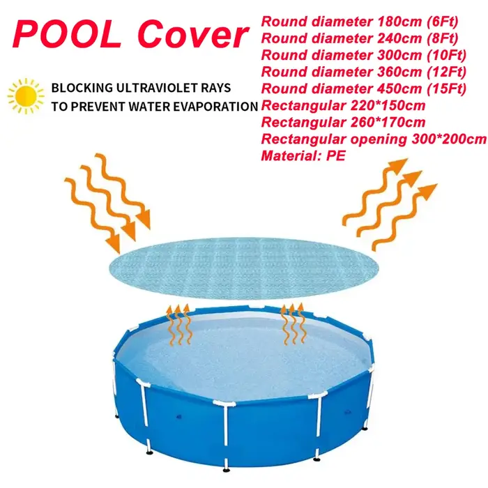 Bâche solaire de piscine carrée ou ronde