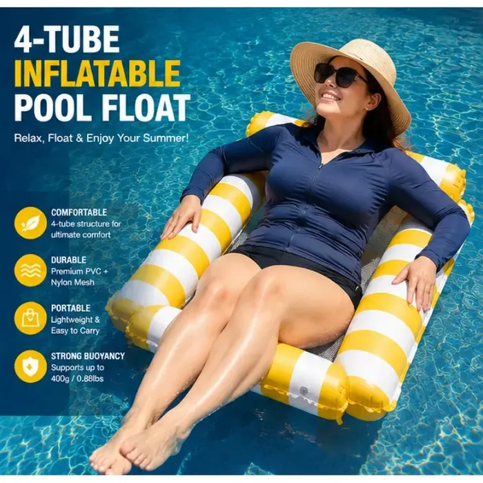 Hamac flottant gonflable d'été compact pour piscine