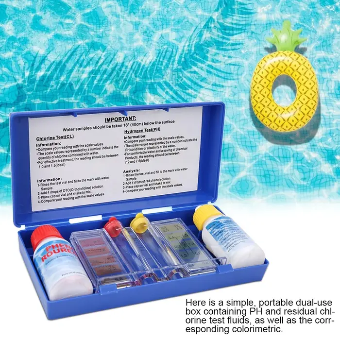 Kit de test de la qualité de l'eau au chlore PH pour piscine