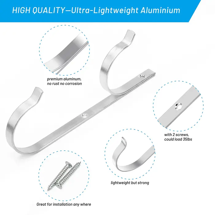 Lot de 2 supports de piscine en aluminium pour perches télescopiques - Rangement