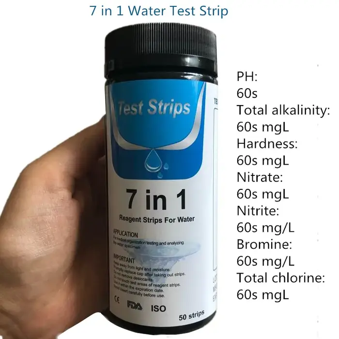50 pièces/ensemble 7 en 1 bande de Test de pH pour piscine testeur de papier PH bandelettes