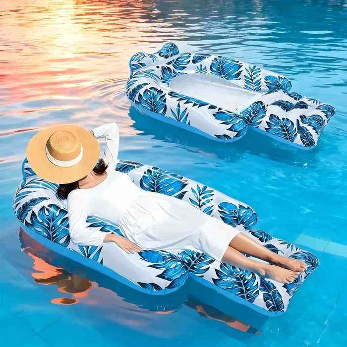 1 pièce - Raft gonflable portable en PVC à motif de feuilles tropicales pour adultes