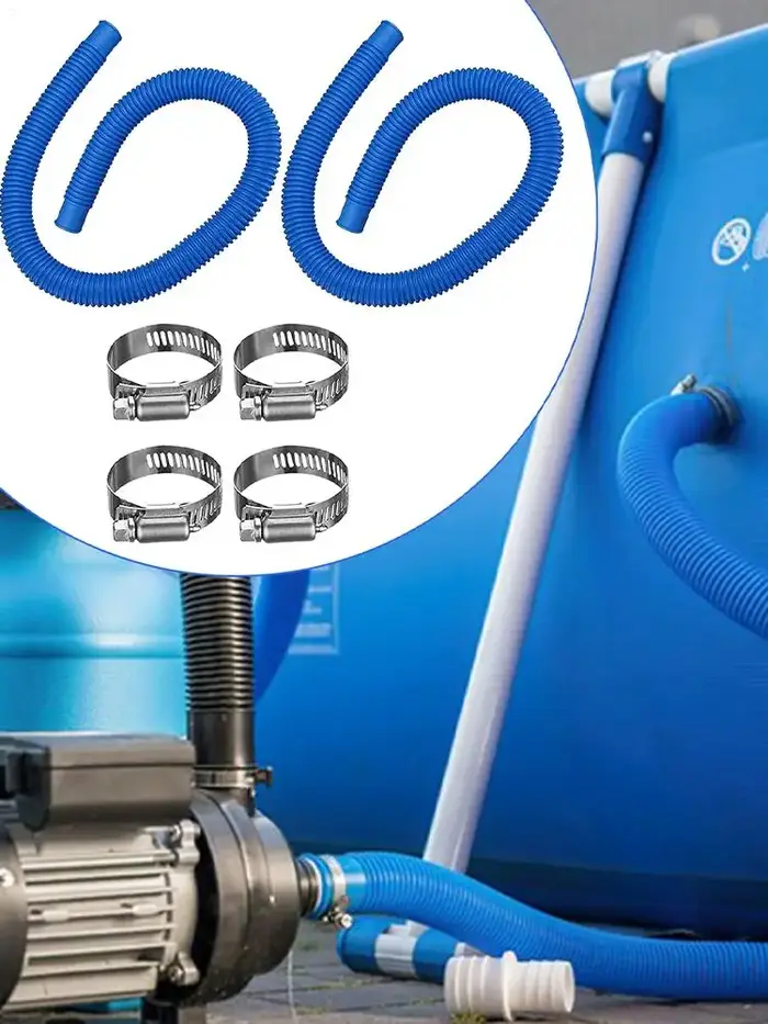 Tuyau de pompe à eau pour piscine ﻿ Tuyau de remplacement pour piscine hors sol avec colliers de fixation durables, pour l'entretien des piscines extérieures