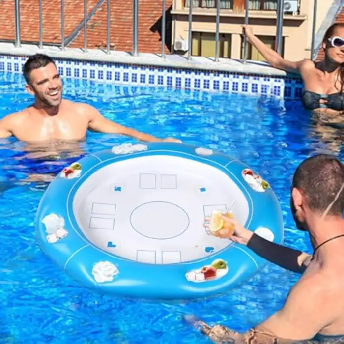 Table flottante gonflable pour piscine, support pour nourriture et boissons, pour jeux et divertissements aquatiques