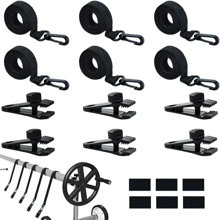 Kit de fixation de bobine de couverture solaire de piscine robuste, 18/24 pièces, Kit de fixation de