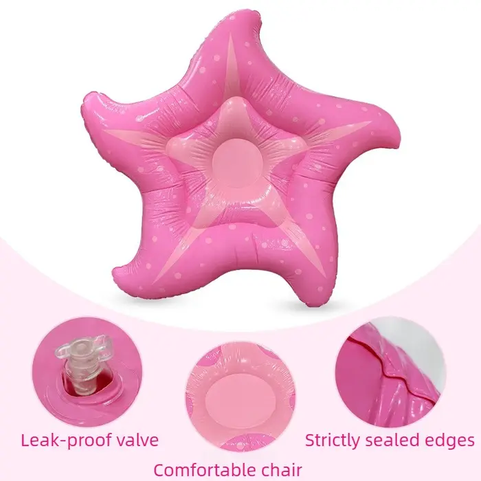 Matelas gonflable flottant en forme d'étoile rose de 140 cm pour piscine