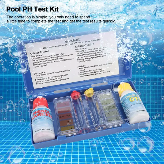 Kit de Test de chlore de piscine, boîte de Test de qualité de l'eau, Kit de Test de chlore PH, boîte