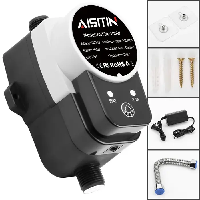 AISITIN pompe de surpression pompe à eau sans brosse 16m 24v IP56 Pome contrôleur de pression automa