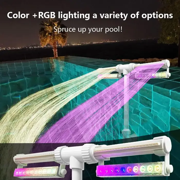 Fontaine de piscine avec lumières pour piscines creusées et hors sol