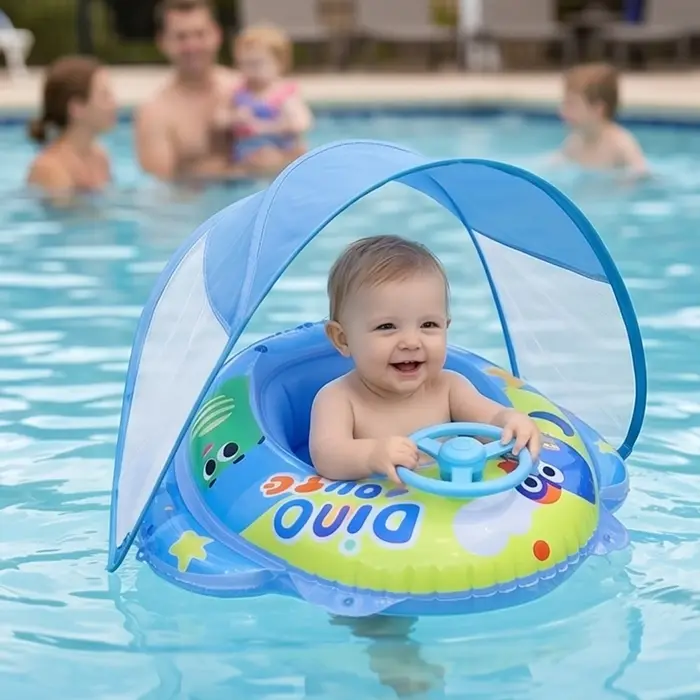 Bouée de natation gonflable avec siège pare-soleil pour enfants