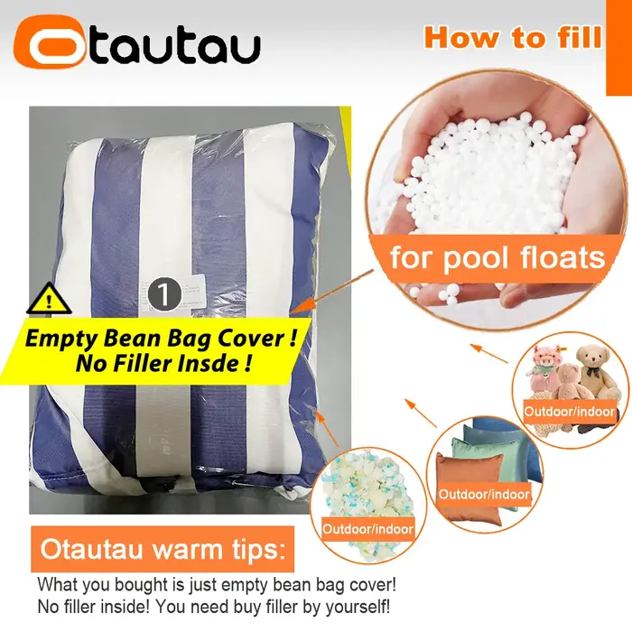 OTAUTAU 140x180 cm Housse de pouf flottante pour piscine DD096【Pas de remplissage! Besoin d'acheter