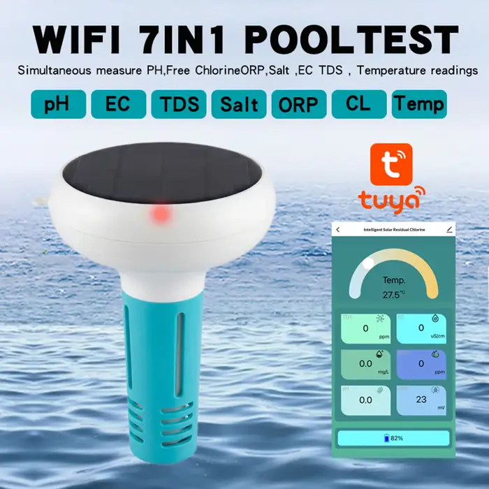 Testeur de qualité de l'eau solaire flottant pour piscine