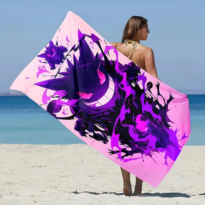 Serviette de bain pour enfants, thème Gengar, couverture de plage, serviette de natation douce à séc