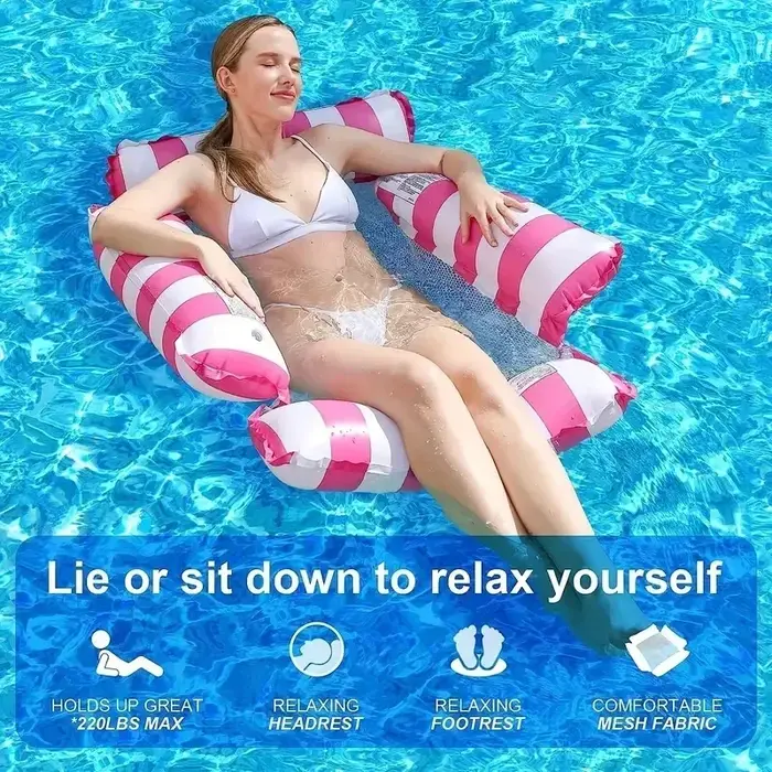 Hamac d'eau 123x120cm, fauteuil inclinable flottant gonflable pour piscine/plage