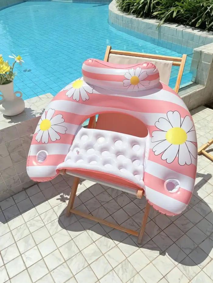 Lit flottant flottant pour piscine, rétro, petite marguerite, chaise longue en forme de U, rangée fl