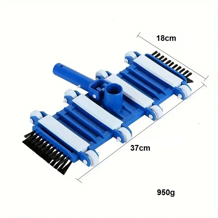 Tête de nettoyage de piscine robuste avec roues et brosses latérales et de fond