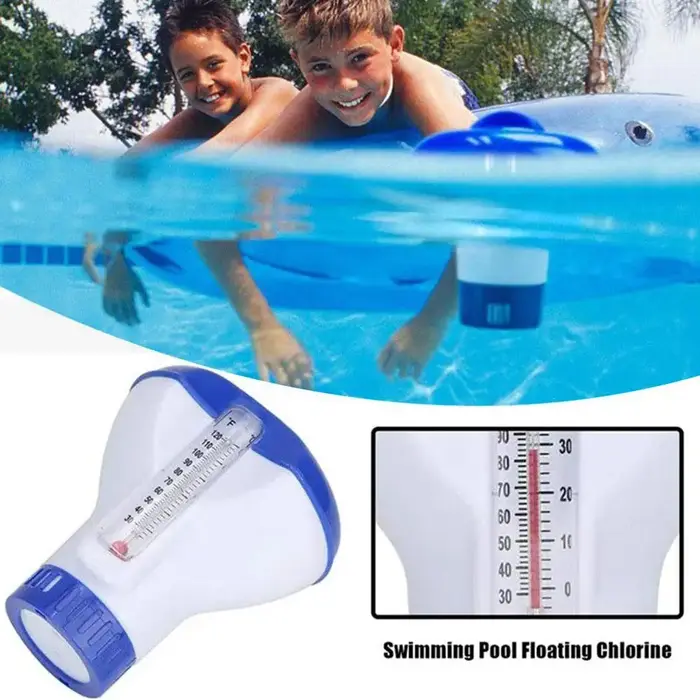 Distributeur de désinfectant flottant pour piscine, avec thermomètre, distributeur automatique de mé