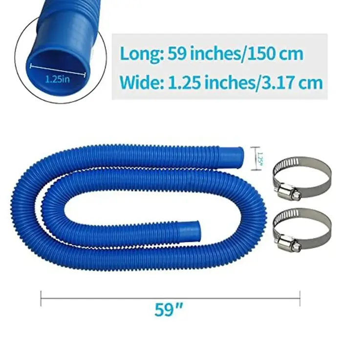 Ensemble de tuyaux de piscine de 32 mm avec attaches métalliques pour piscines hors sol