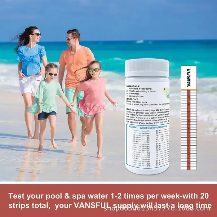 Kit de bandelettes de test d'eau, bandelettes de détection d'eau salée, test de PH de piscine, combo