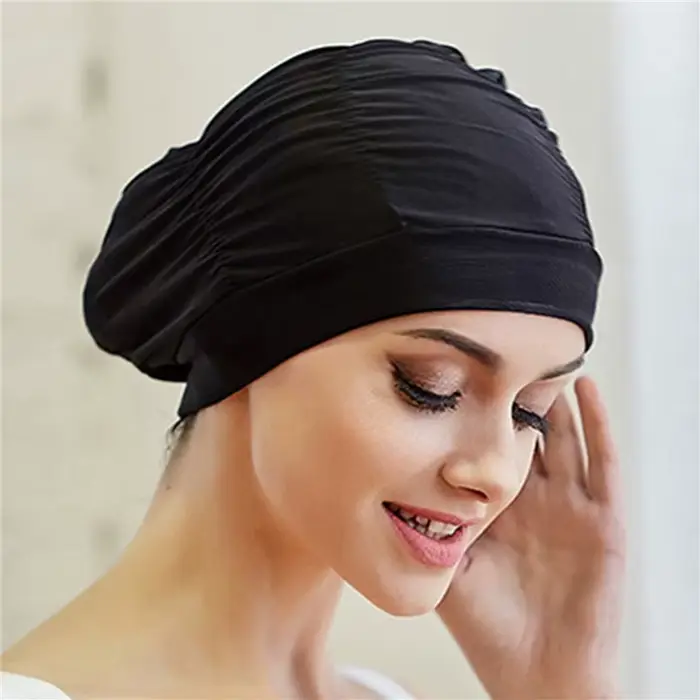 Chapeau de natation unisexe pour femmes et filles, bonnet de bain pour cheveux longs, drapé extensib