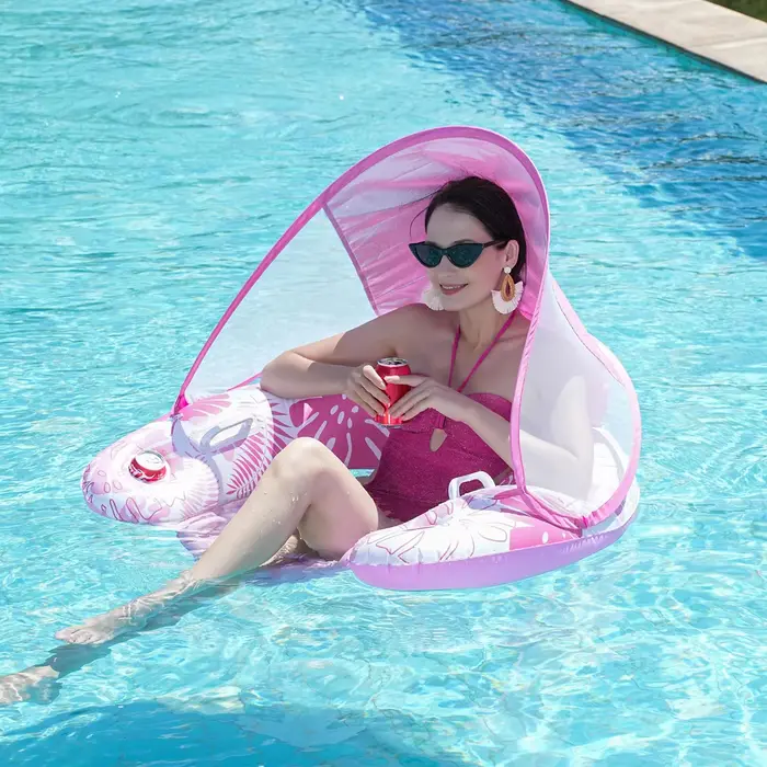 Fauteuil flottant gonflable pour piscine avec auvent pare-soleil