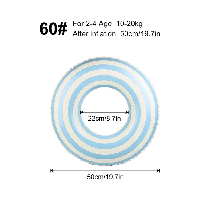 1 grand flotteur gonflable rayé pour piscine, tubes de piscine, bouées de natation rayées classiques