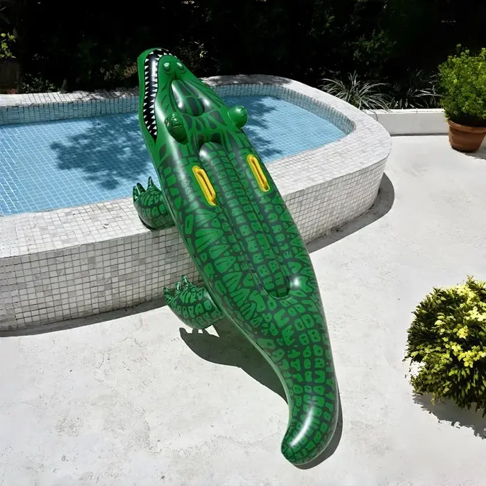 1PC Flotteur gonflable crocodile à chevaucher avec poignées