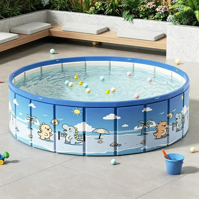 Piscine pliable antidérapante de 90/120/160 cm avec tuyau de vidange
