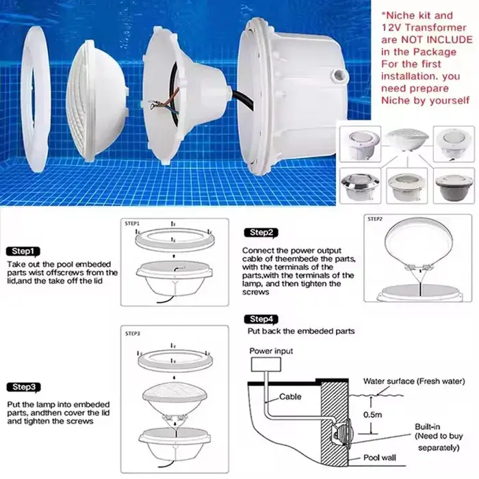 Lampe LED submersible PAR56 pour piscine extérieure