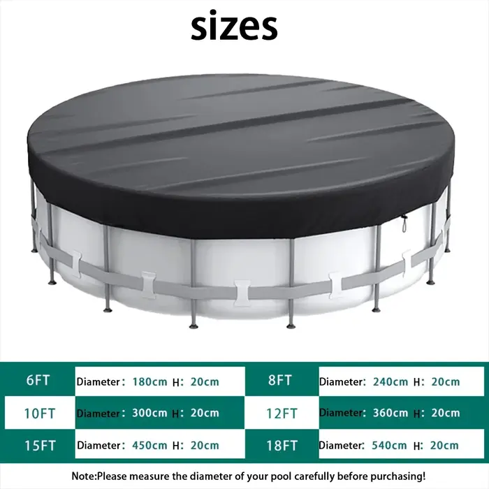 Couverture de piscine ronde universelle 210D compatible avec les piscines hors sol gonflables Intex Bestway de 6/8/10/12/15 pieds