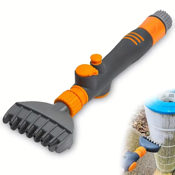 Nettoyeur de cartouche de filtre de piscine non électrique, brosse de nettoyage à jet d'eau pour l'e