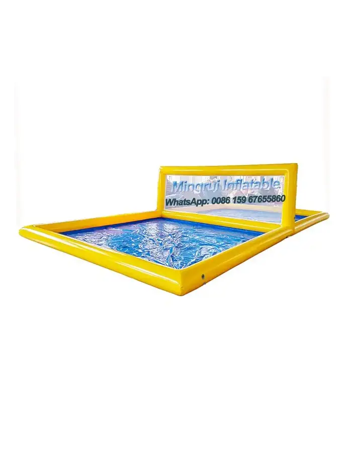 Piscine d'eau de plage verte gonflable géante, terrain de volley-ball pour fête de réunion en famill
