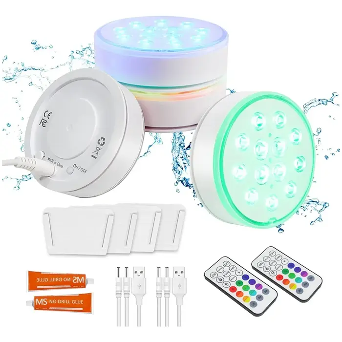 Nouveau USB Rechargeable piscine lumière LED étanche RGB RF télécommande
