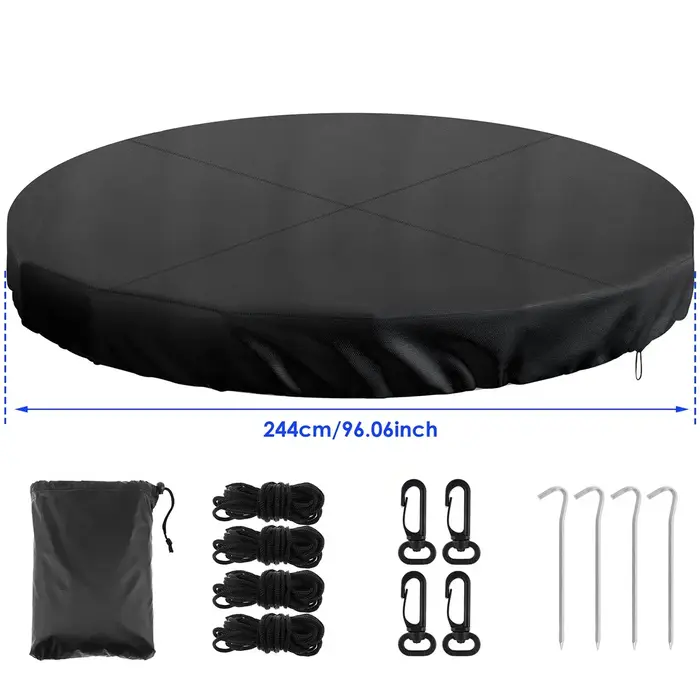 Couverture de piscine ronde avec cordon de serrage, tissu Oxford 210D robuste, imperméable et anti-p