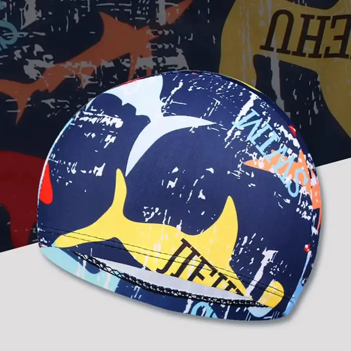 DIZETION Bonnet de bain avec protection auditive et motif antidérapant imprimé feuilles pour adultes pour la piscine