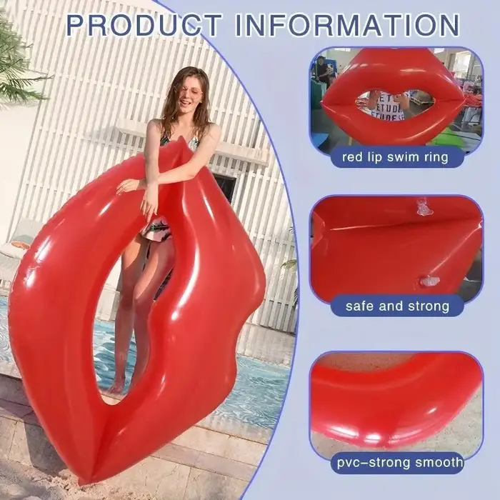 Flotteur gonflable de piscine à lèvres rouges