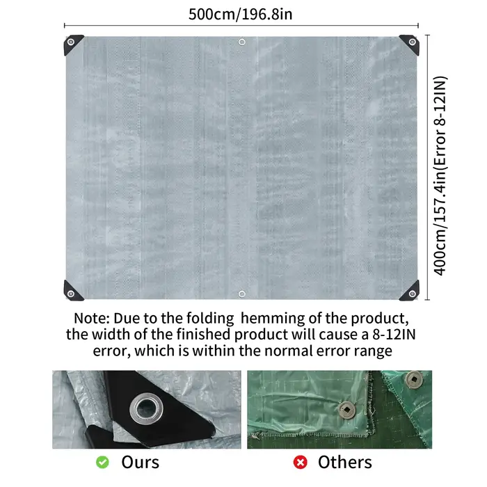 Bâche de protection imperméable grande taille en PE avec œillets métalliques