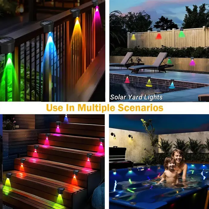 Lumières latérales de piscine à énergie solaire colorées pour piscines creusées lumière décorative extérieure étanche pour Patio de jardin