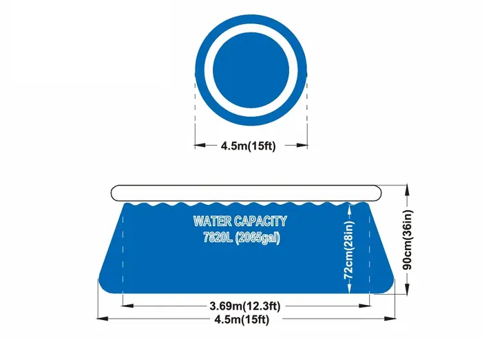 Piscine gonflable 15' x 36' (4,5m x 90cm), piscine hors sol, matériau PVC LamTech, grande piscine familiale pliable pour extérieur