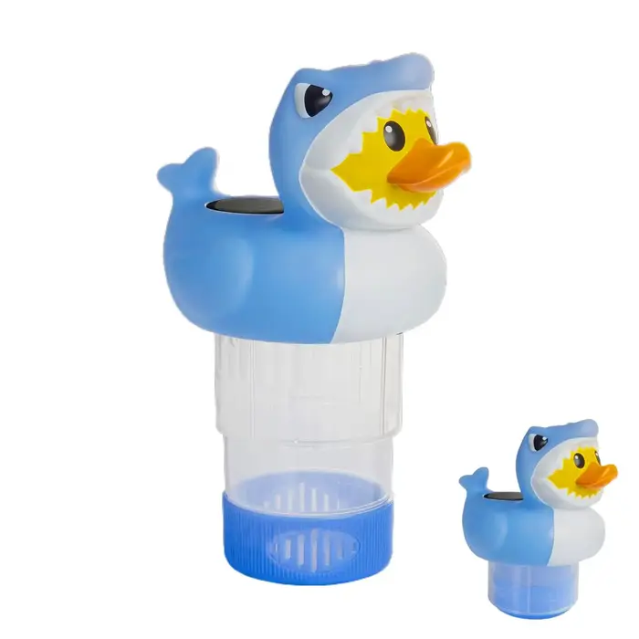 Distributeur de chlore flottant pour piscine solaire, flotteur de canard et de requin, veilleuse à é