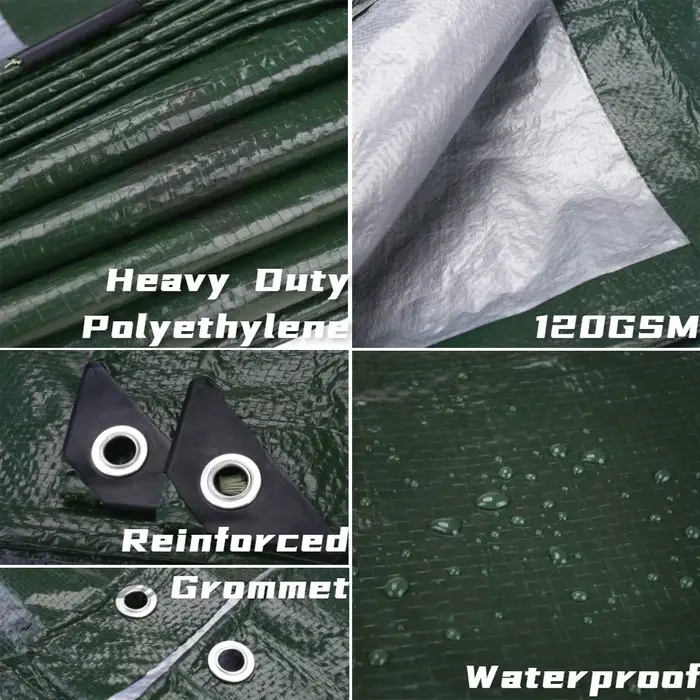 Bâche de protection robuste imperméable et résistante aux UV avec œillets pour jardin
