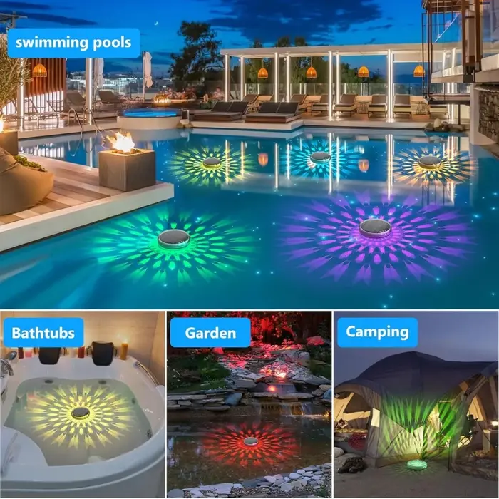 Lumières solaires flottantes pour piscine