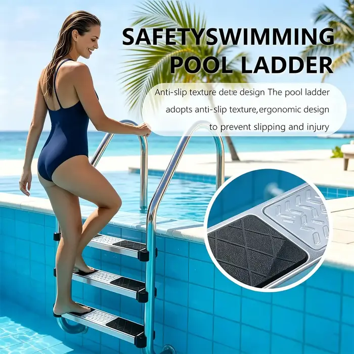 Marches d'escalier de piscine en acier inoxydable de 1,9 pouce avec boulons, marches d'escalier de piscine pour maison, villa, hôtel, complexe hôtelier, parc aquatique, spa