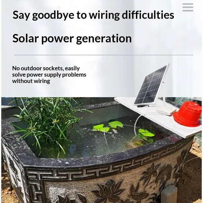 Pompe à oxygène solaire pour bassins de poissons extérieurs